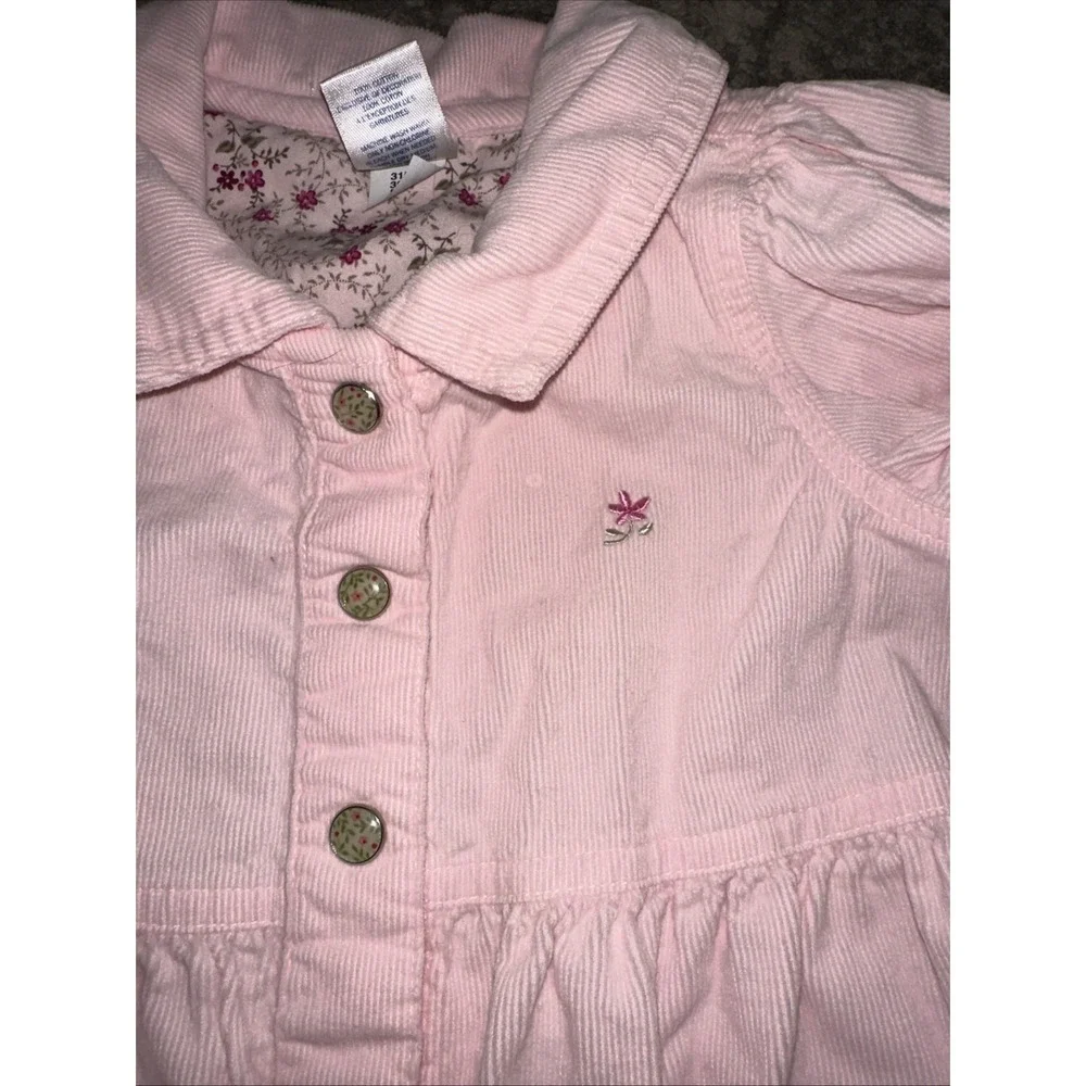 Old Navy Toddler Pink Corduroy Smock Dress Size 4T Girls Button Floral DARLING